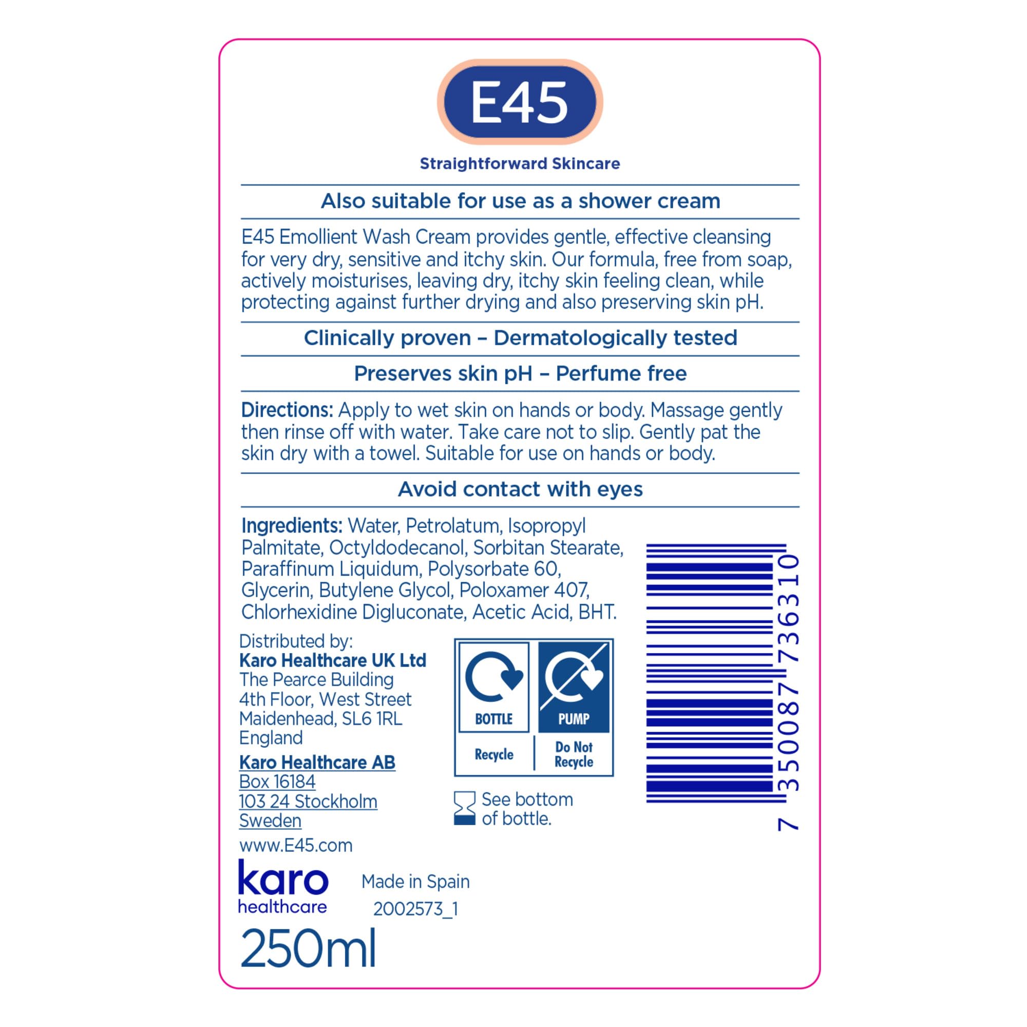 E45 creme-douche-utilisation-quotidienne, routine simple et efficace.