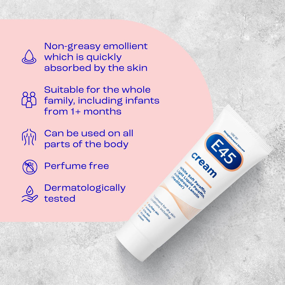E45 Crème adaptée pour nourrissons de plus d'un mois, usage quotidien.