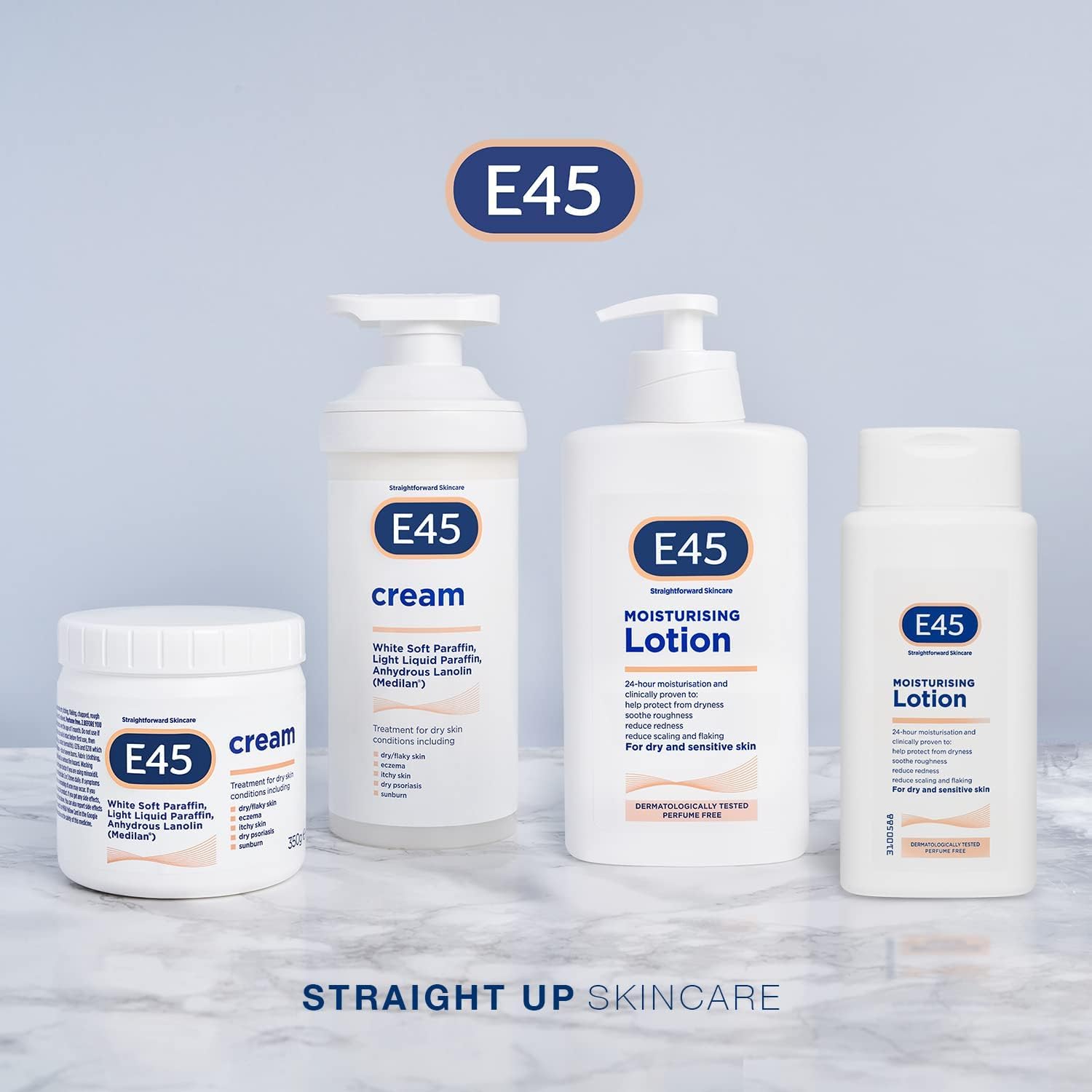 E45 aide à hydrater les peaux sèches et sensibles.
