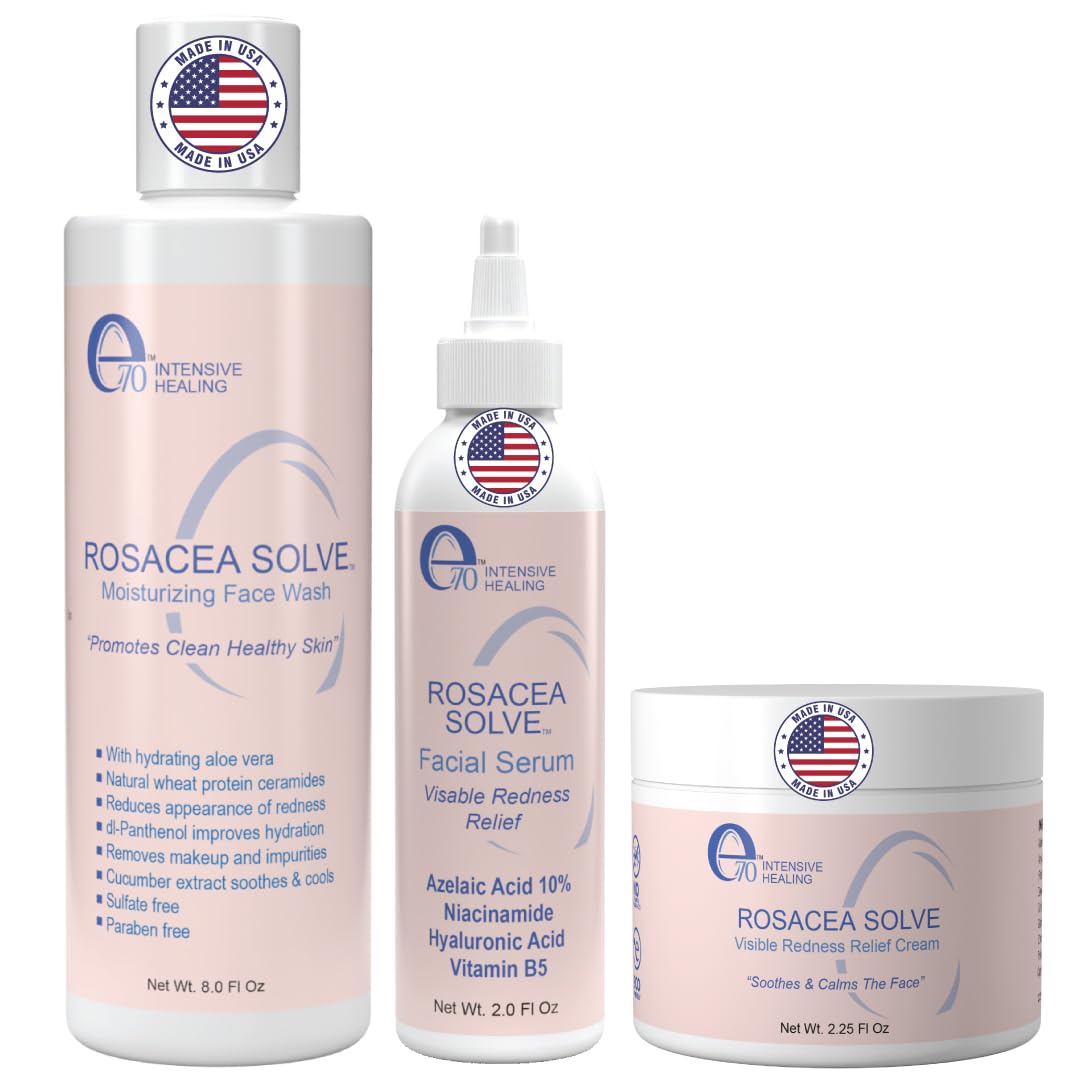Nettoyant visage e70 pour rosacée, apaise peau sensible.