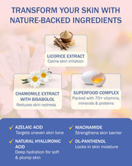 Sérum rosacée e70 avec acide azélaïque et niacinamide pour hydratation en profondeur.