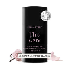 Each & Every déodorant Rose et Vanille, emballage recyclable et pratique.
