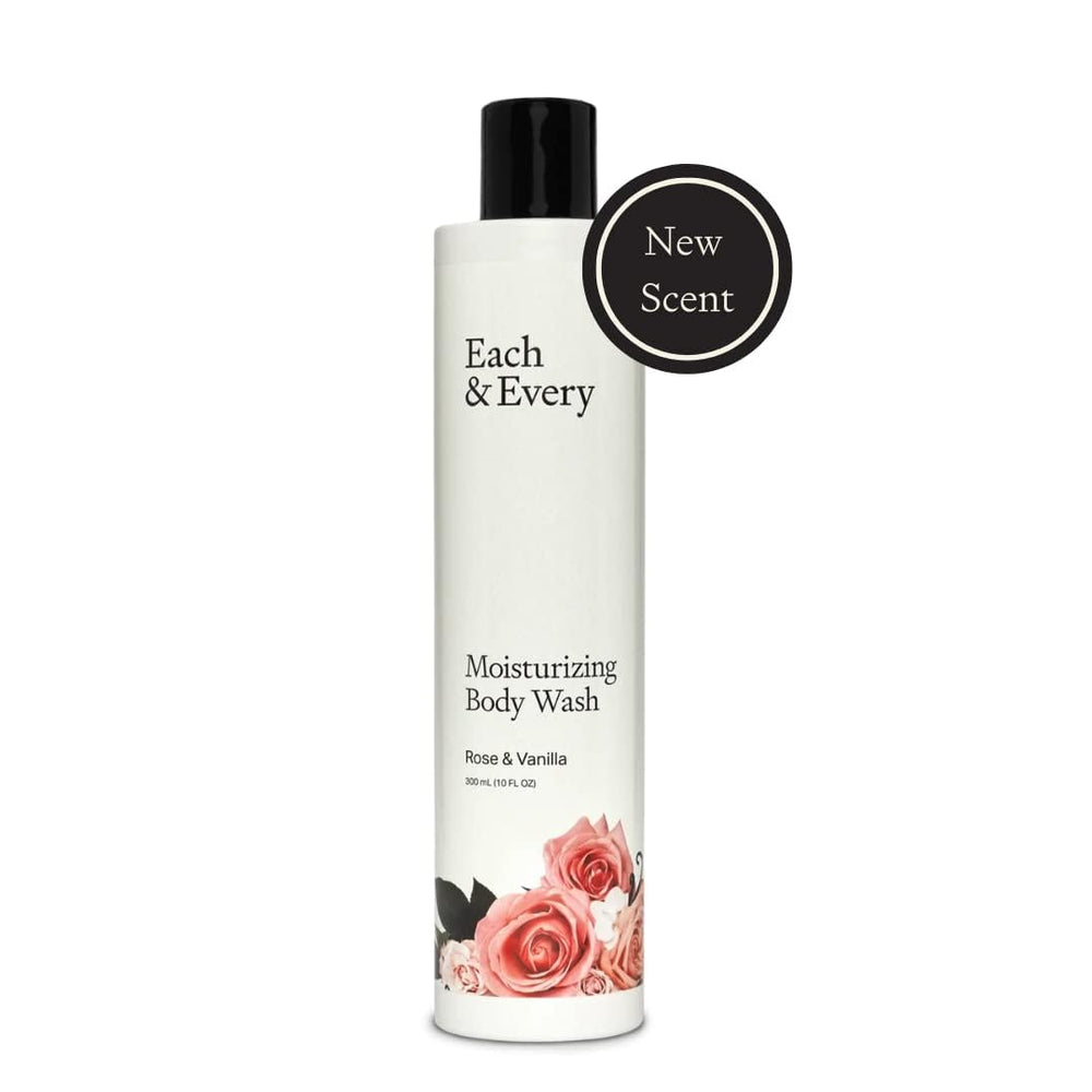 Bottle on a clean countertop with floral backdrop