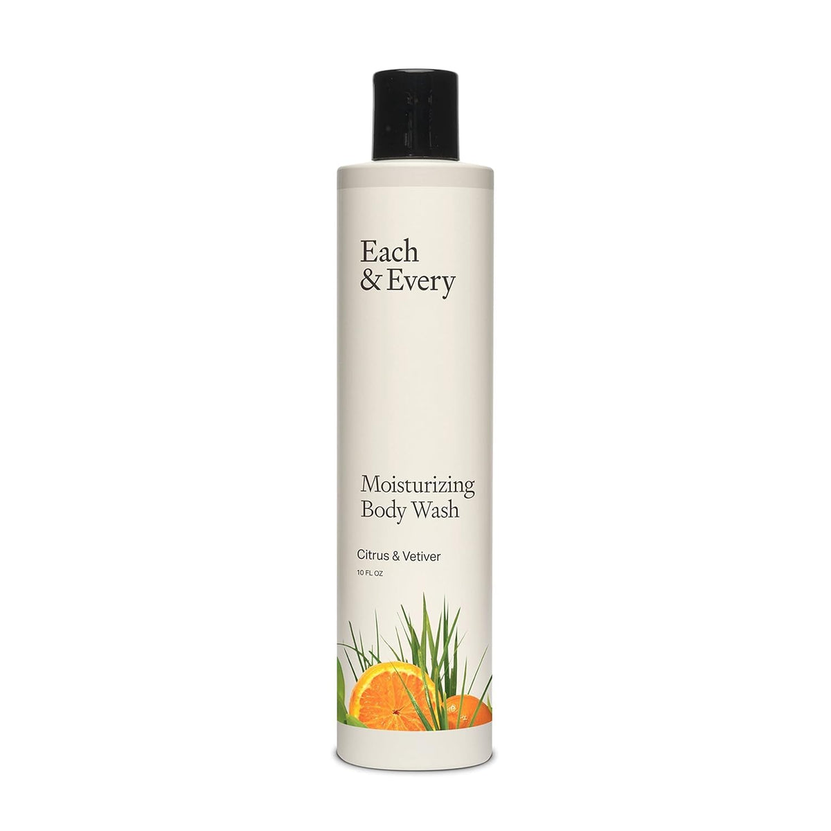 Each & Every sensitive skin body wash bottle front with recyclable packaging and gentle hydration.