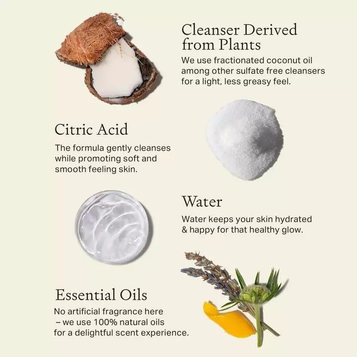 Display of vegan, all-natural body wash with clean, safe ingredients.