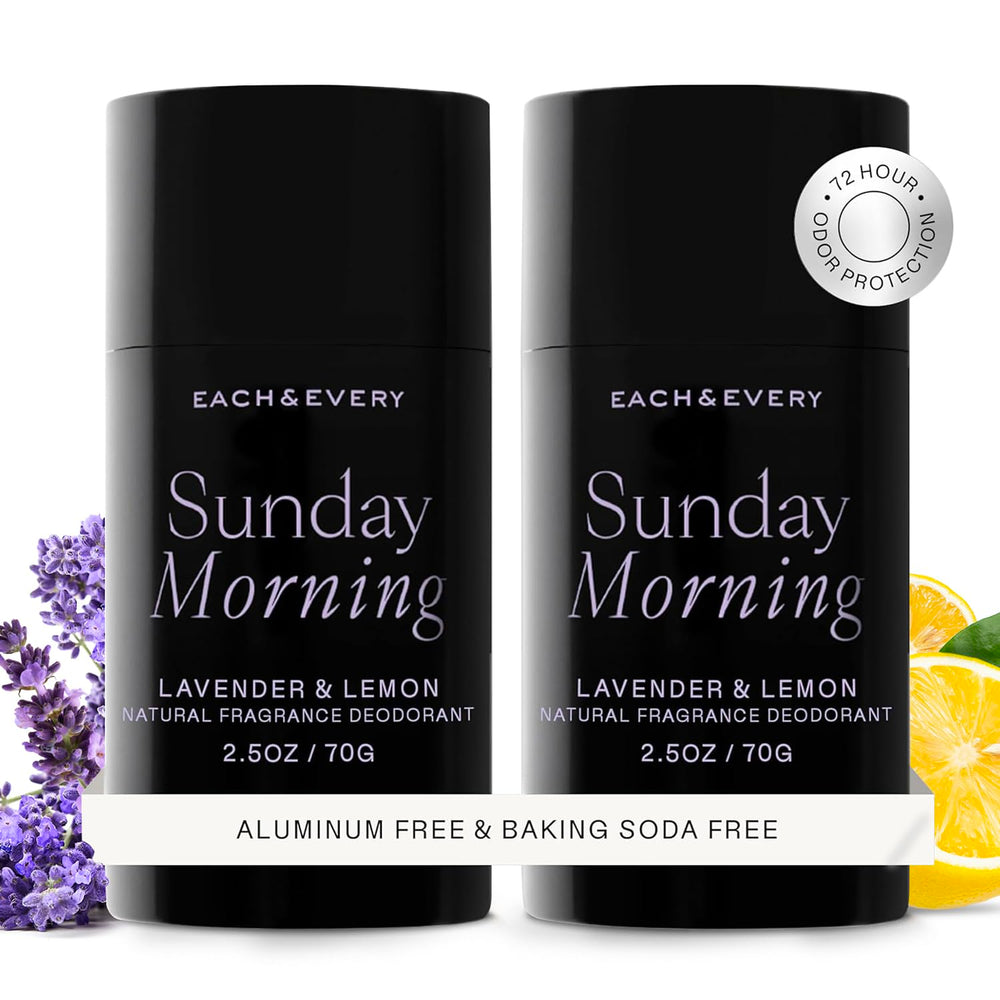 Each & Every déodorant lavande-citron en flacon, parfum apaisant et frais.