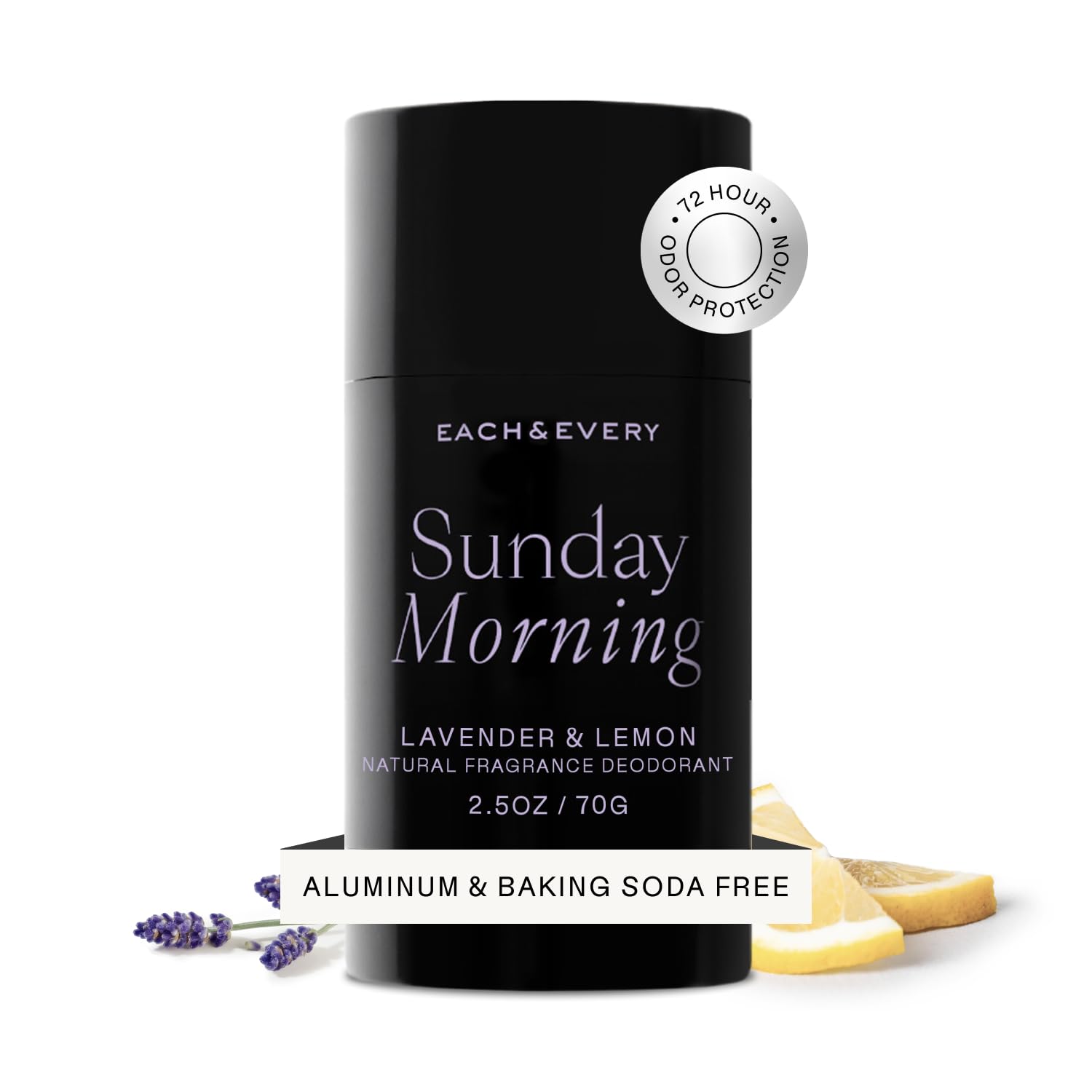 Each & Every déodorant sans aluminium – bouteille, protection des odeurs durable et douceur.