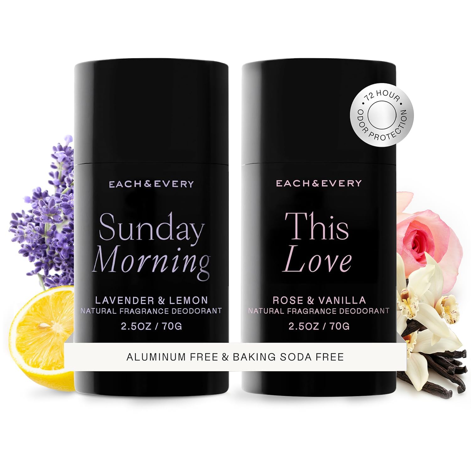 Each & Every déodorant sans aluminium Lavande-Citron en bouteille, fraîcheur durable.