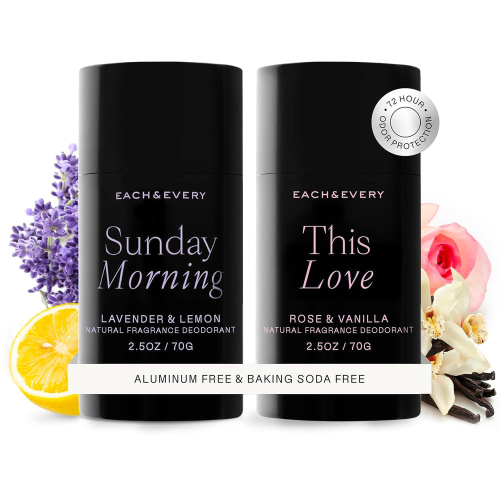 Each & Every déodorant sans aluminium Lavande-Citron en bouteille, fraîcheur durable.