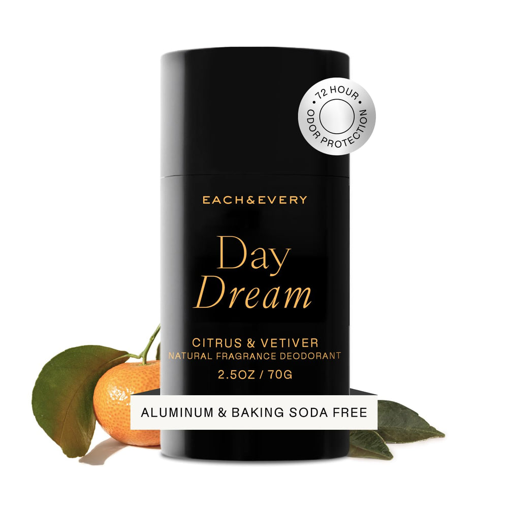 Each & Every déodorant sans aluminium en bouteille, adapté à une utilisation quotidienne.