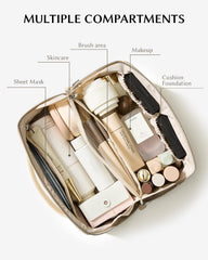 EACHY makeup bag inner pockets keep cosmetics organized.