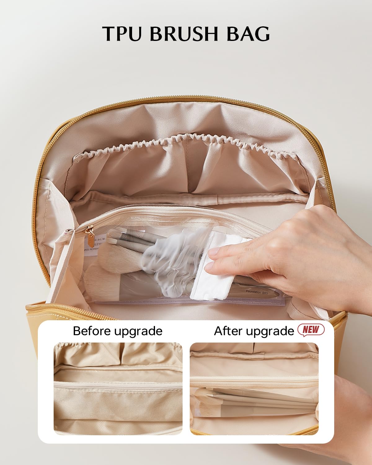 EACHY sac maquillage PU lisse et imperméable durable