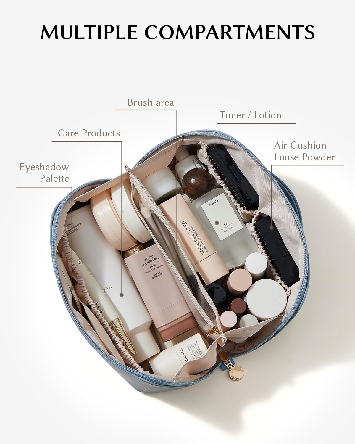 Eachy sac maquillage voyage, poches interieures pour un rangement organise.