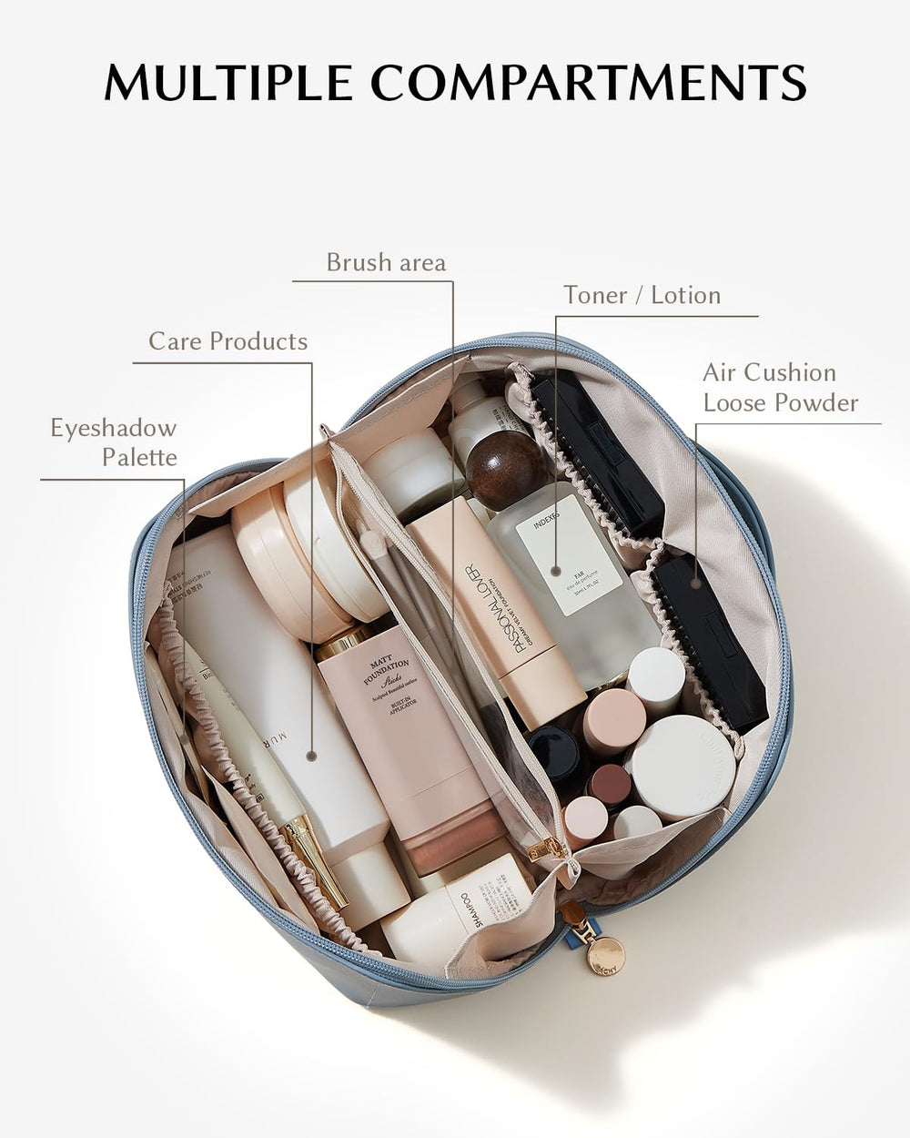 Eachy sac maquillage voyage, poches interieures pour un rangement organise.