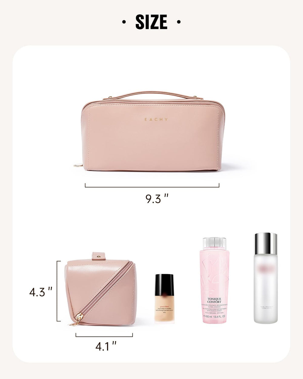 EACHY Travel Makeup Bag imperméable protège les articles lors des déplacements.