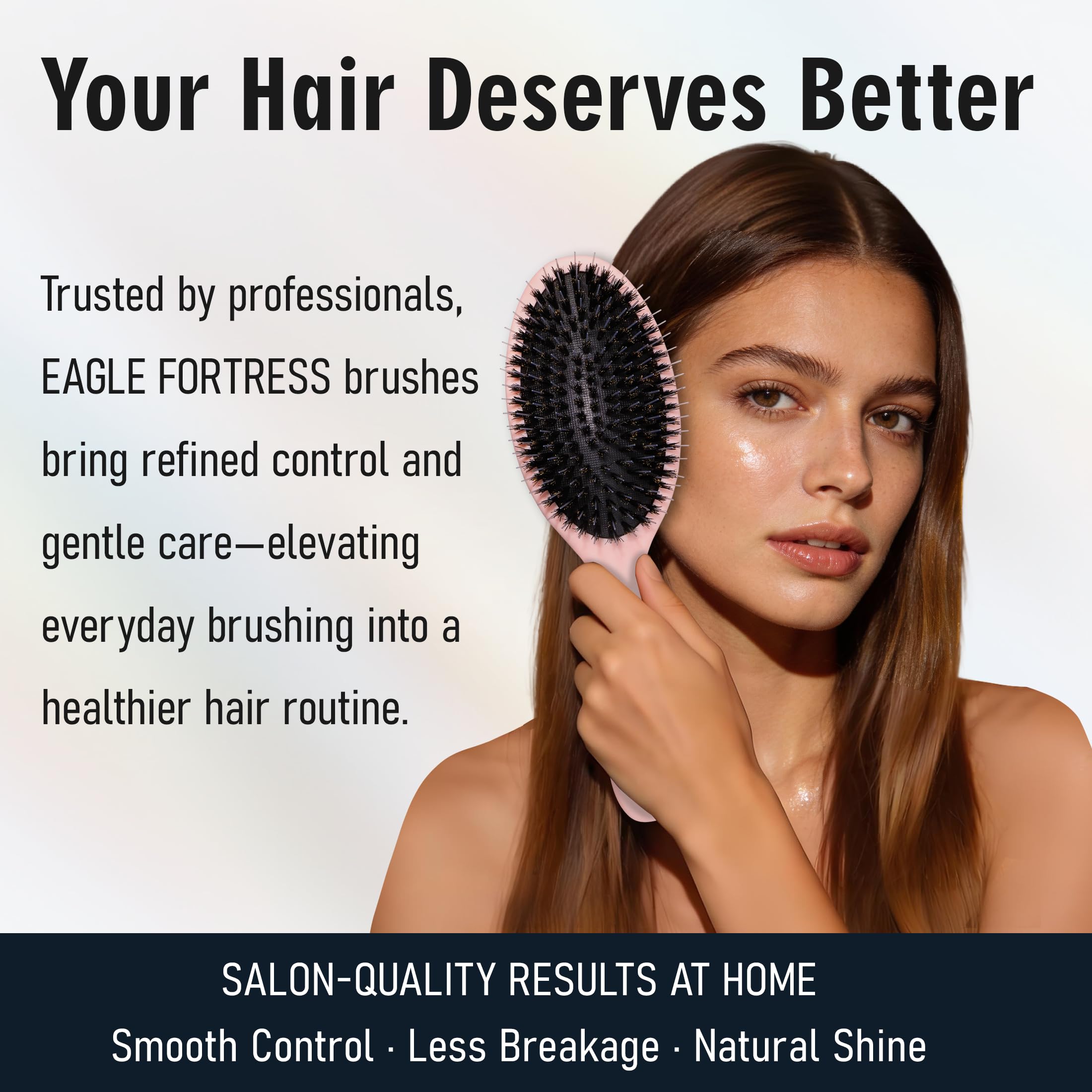 Brosse Eagle Fortress rose pour soins quotidiens et brillance.