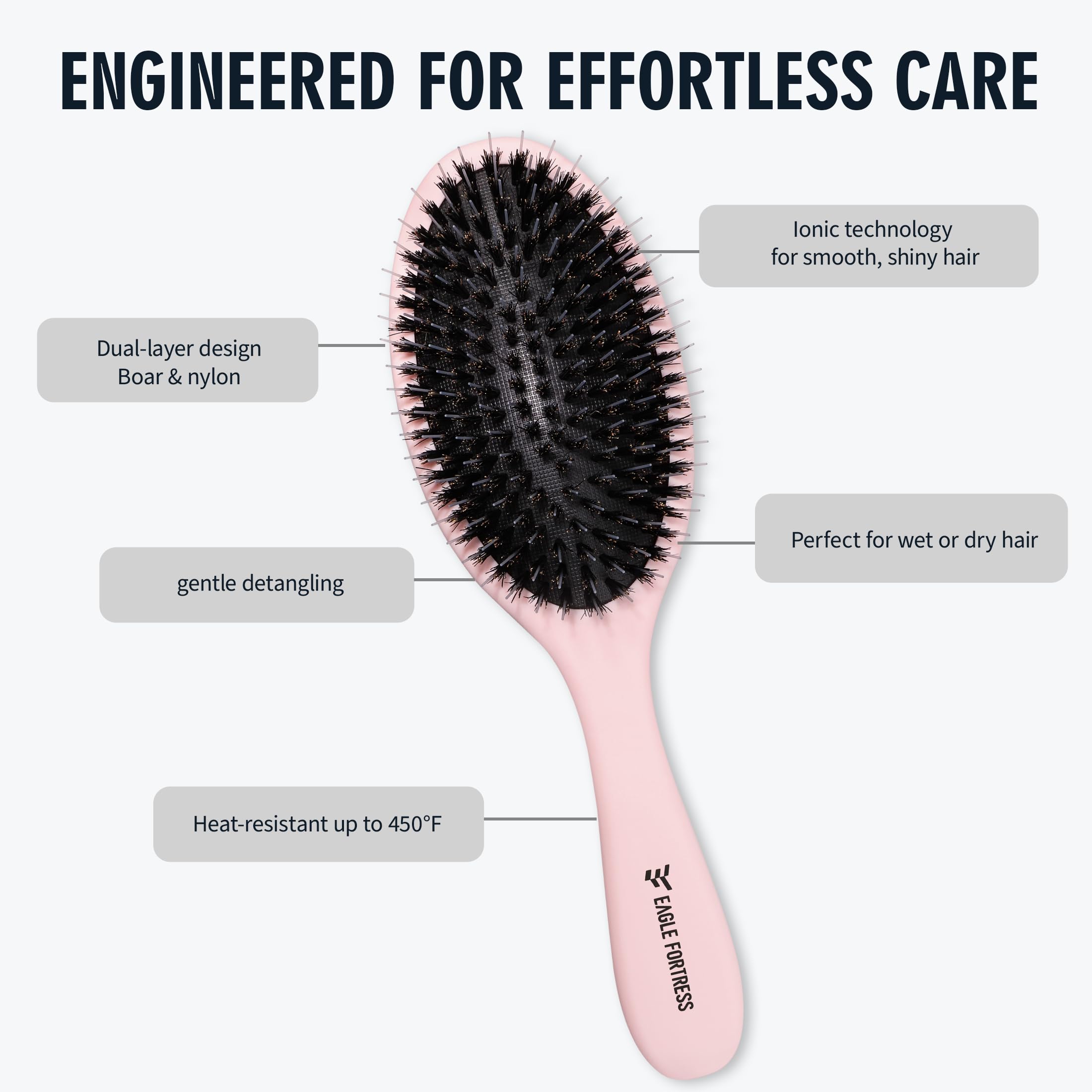 Brosse Eagle Fortress adaptée extensions et perruques pour un fini lisse.
