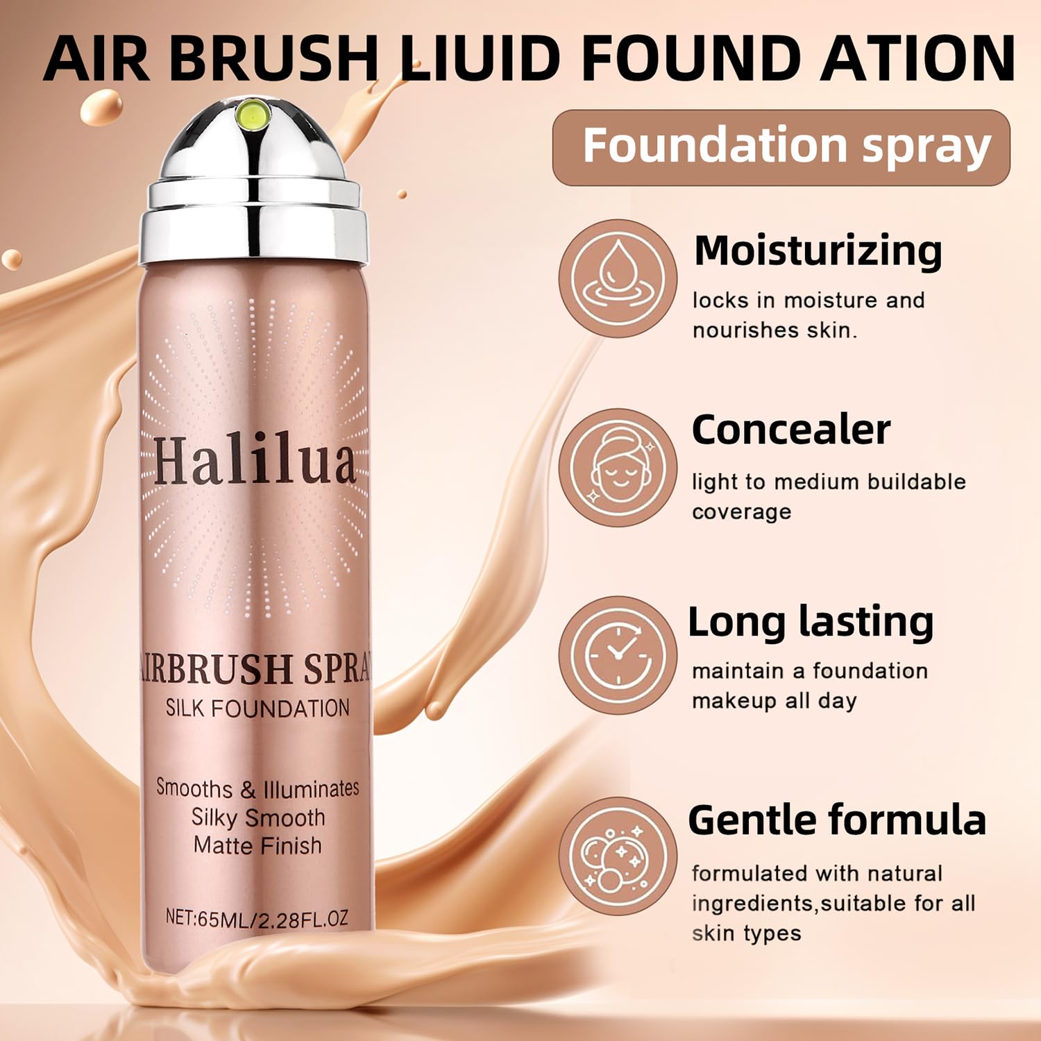 Eakroo fond de teint aérospray – couverture homogène et naturelle