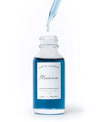 Earth Harbor MARINA Biome Brightening Ampoule: Blue Tansy et Spirulina, promesse d'éclat subtil.
