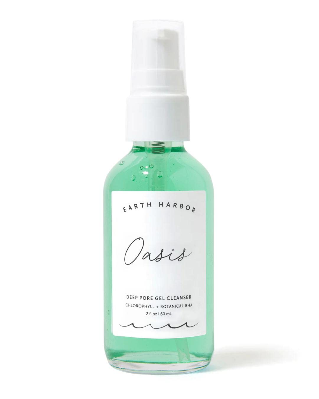 Earth Harbor Oasis Deep Pore Gel Cleanser — bouteille élégante purifiante pour la peau.
