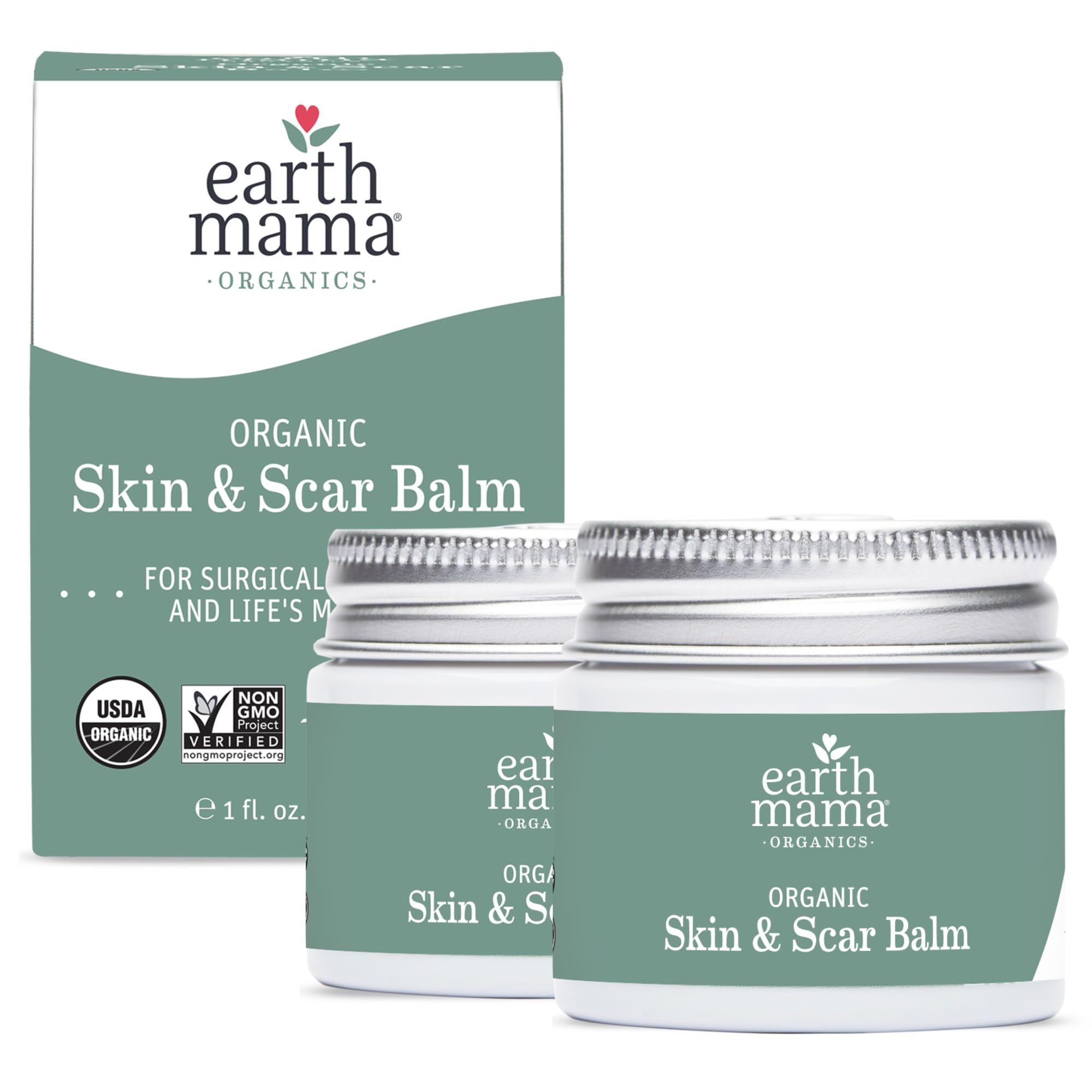 Earth Mama Skin & Scar Balm, bouteille: apaise et hydrate la peau.