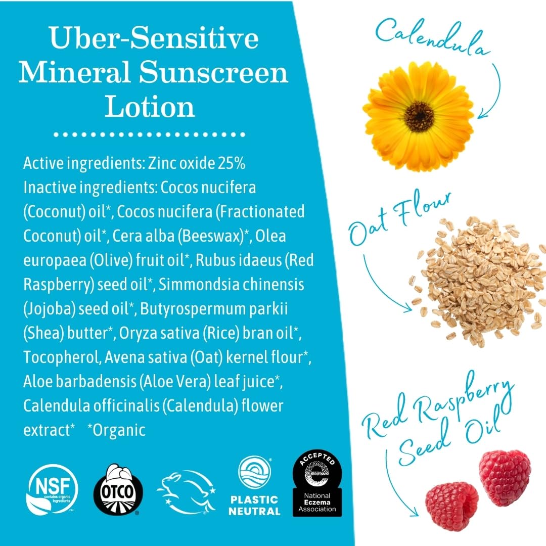 Earth Mama Uber-Sensitive Sunscreen Lotion tube ready for travel and family outings.