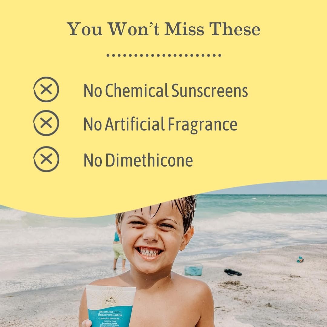 Earth Mama Uber-Sensitive Sunscreen Lotion used by family on a sunny day shows easy application.