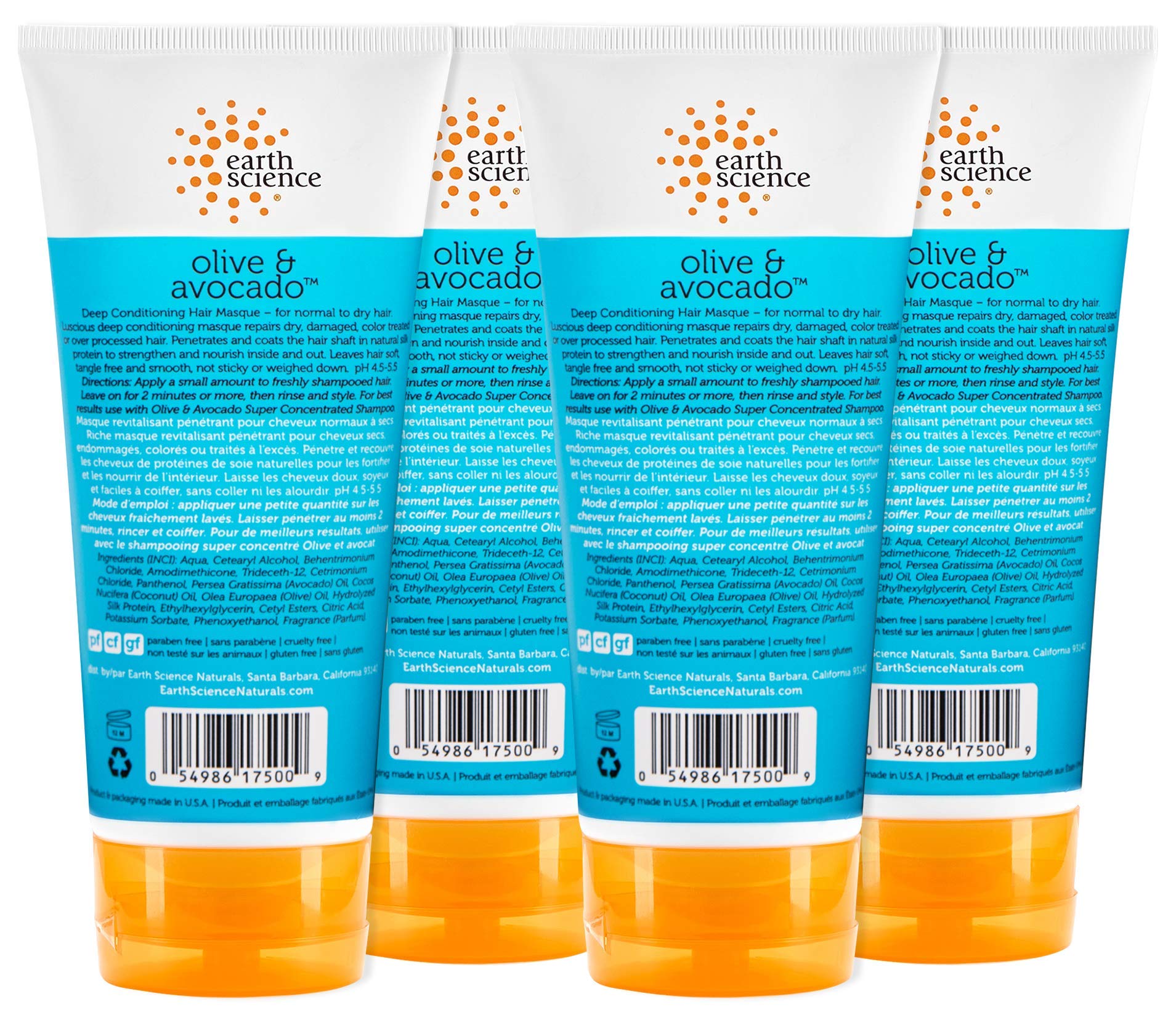 Earth Science Masque Cheveux Olive Avocat, texture soyeuse prête à démêler en douceur