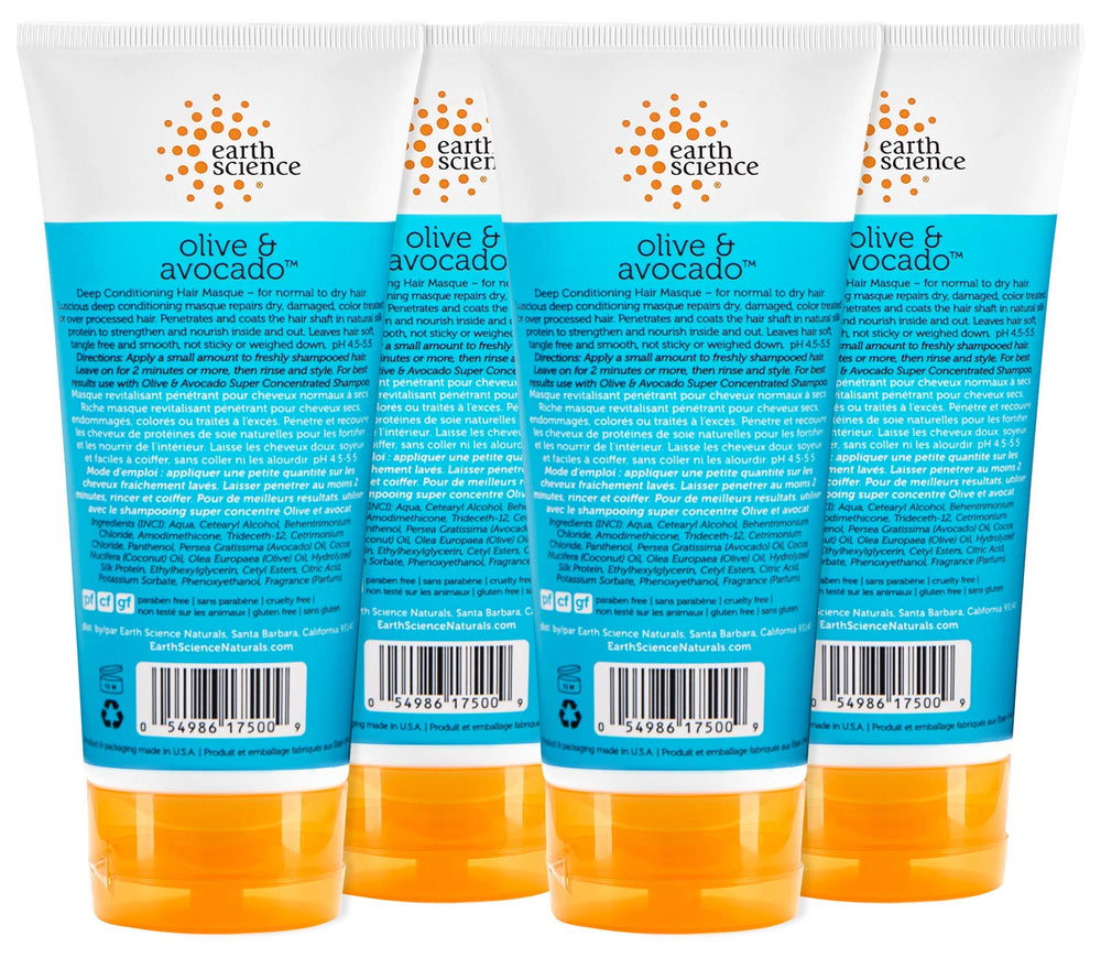 Earth Science Masque Cheveux Olive Avocat, texture soyeuse prête à démêler en douceur