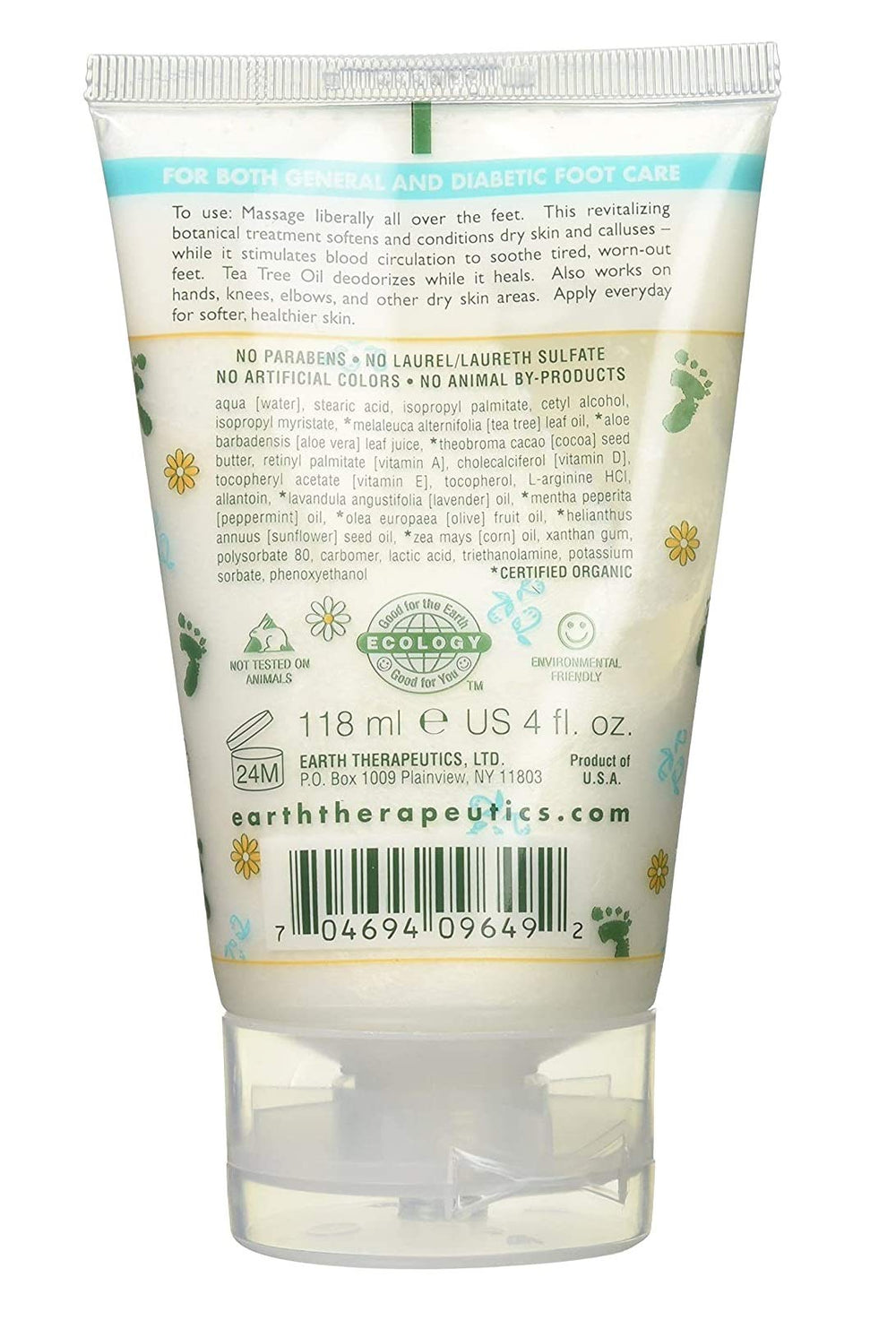 Earth Therapeutics Baume Pieds Aloe Vera, soin nourrissant et apaisant.