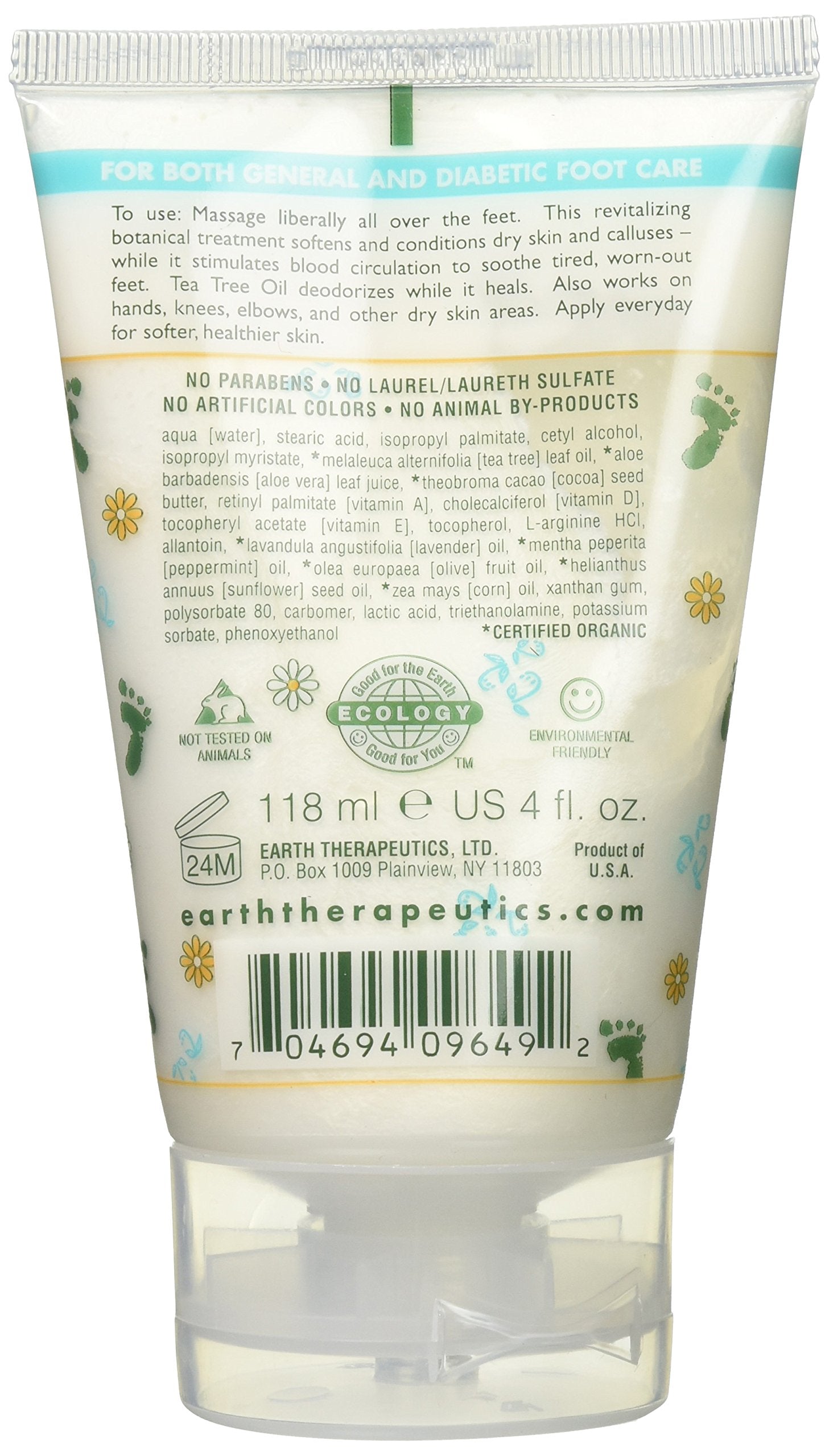 Earth Therapeutics baume-pieds en application, soulage les zones sèches après usage.