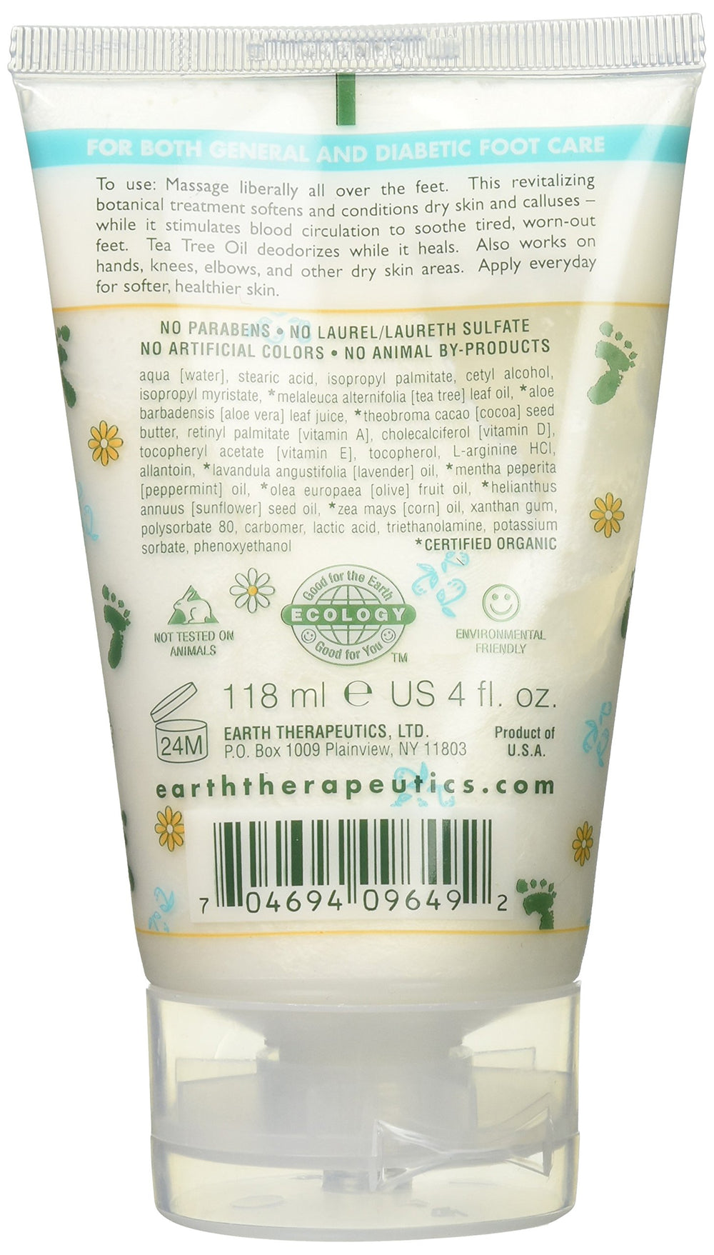Earth Therapeutics baume-pieds en application, soulage les zones sèches après usage.