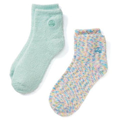 Chaussettes Aloe Earth Therapeutics multicolores offrant douceur et hydratation nocturne des pieds.