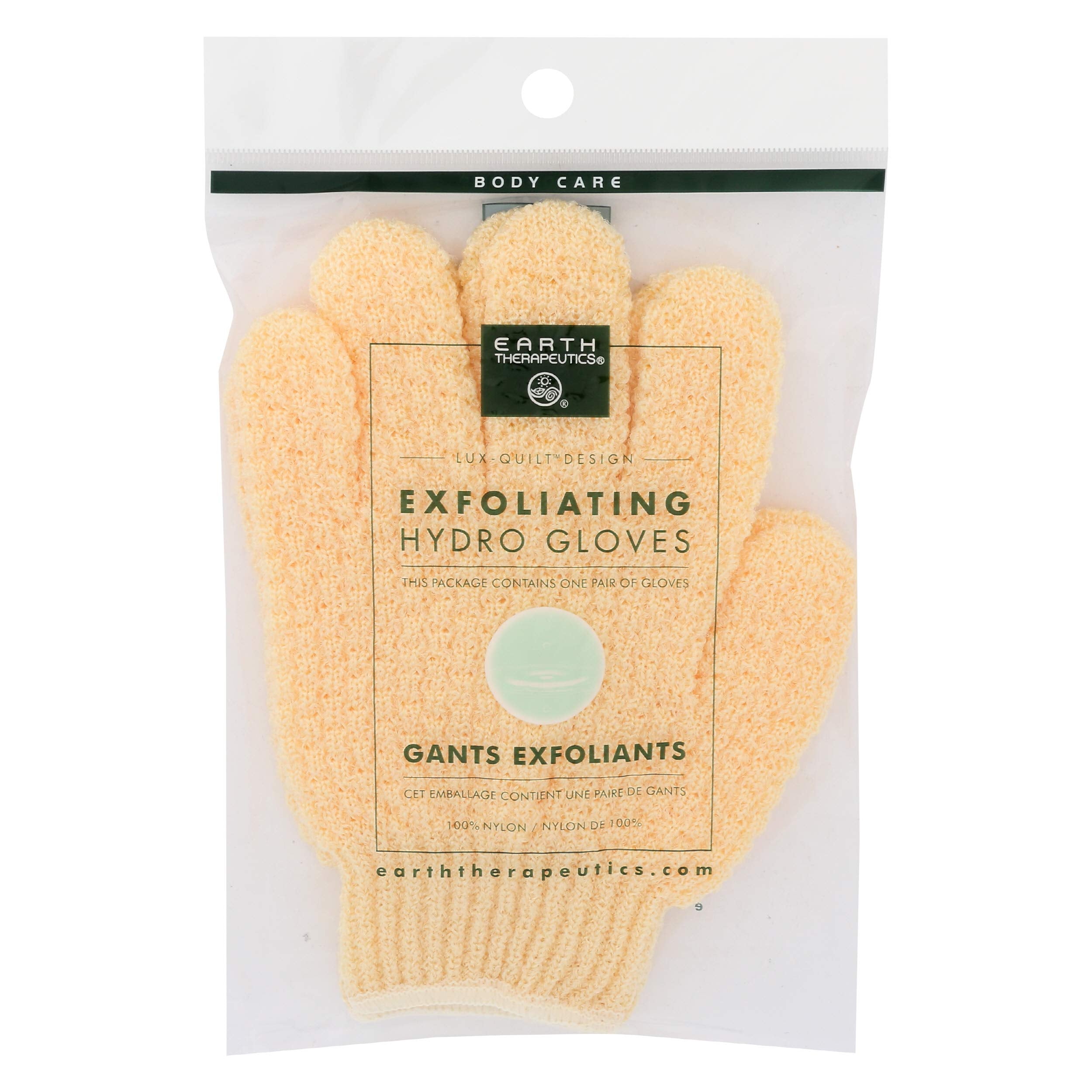 Earth Therapeutics gants hydro exfoliants naturels, texture granuleuse pour exfolier en douceur