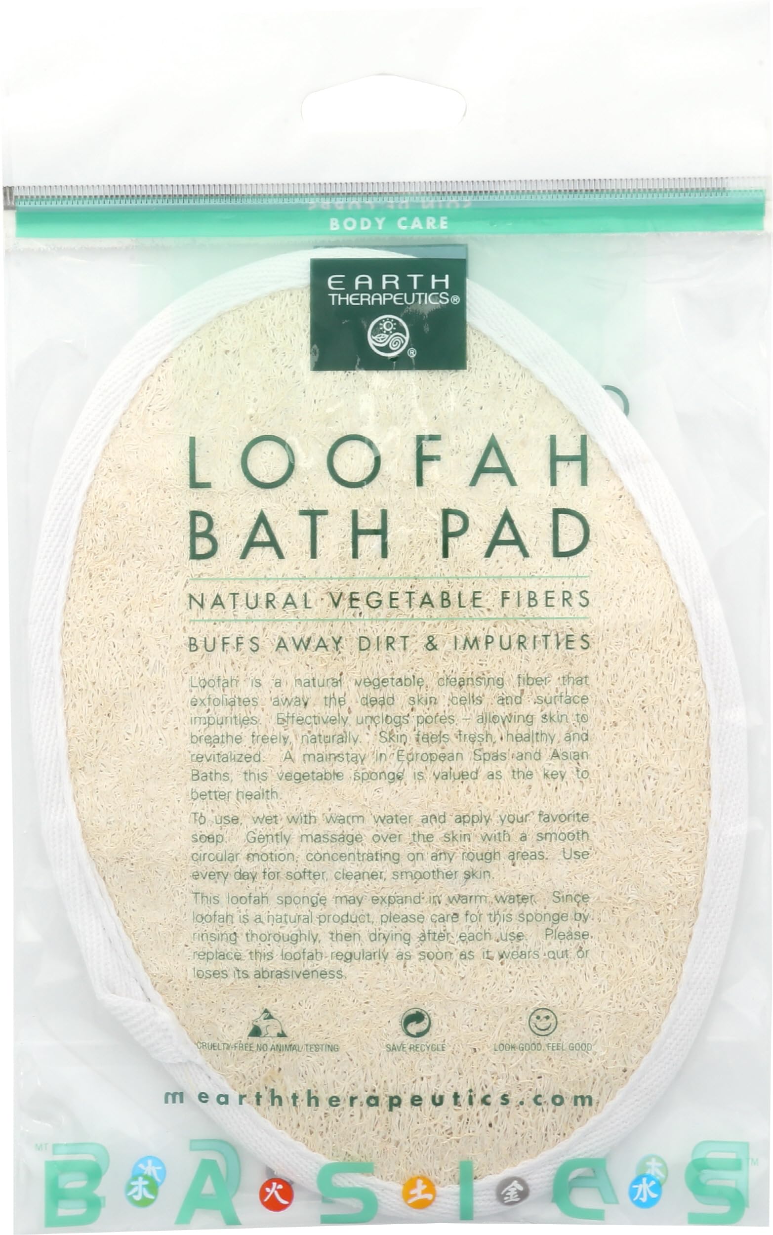 Earth Therapeutics Loofah Bath Pad – gant ovale pour nettoyer en douceur.