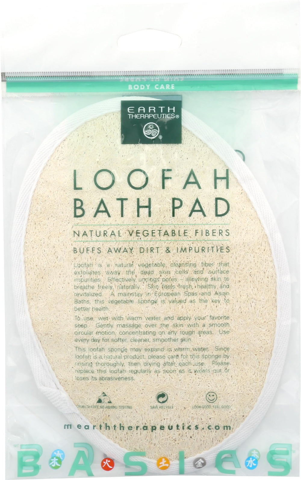 Earth Therapeutics Loofah Bath Pad – gant ovale pour nettoyer en douceur.
