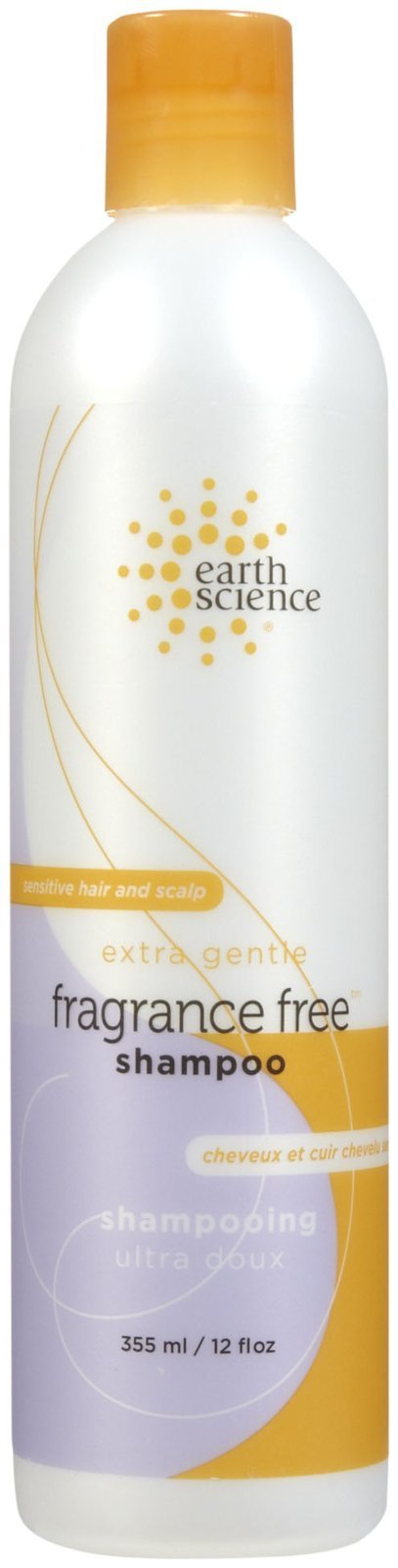 Earth Therapeutics Shampoo cheveux sensibles sans parfum, bouteille claire pour douceur nourrissante.