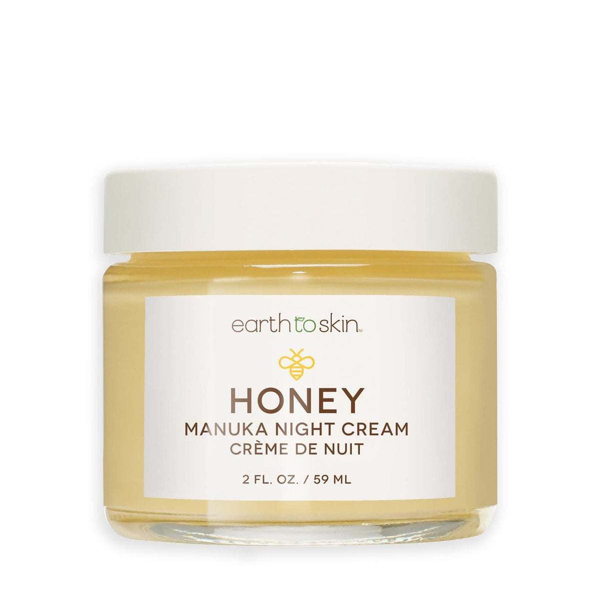 Earth To Skin – creme-nuit-manuka-miel-pot: texture riche pour nourrir la peau durant la nuit.