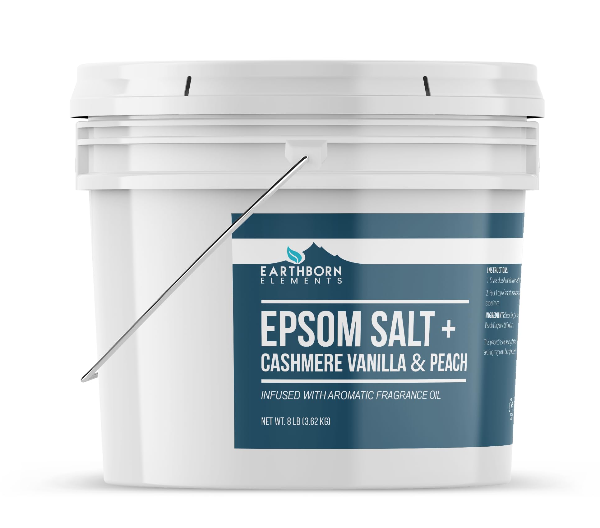 Earthborn Elements sel Epsom en seau, bain parfumé et pratique.
