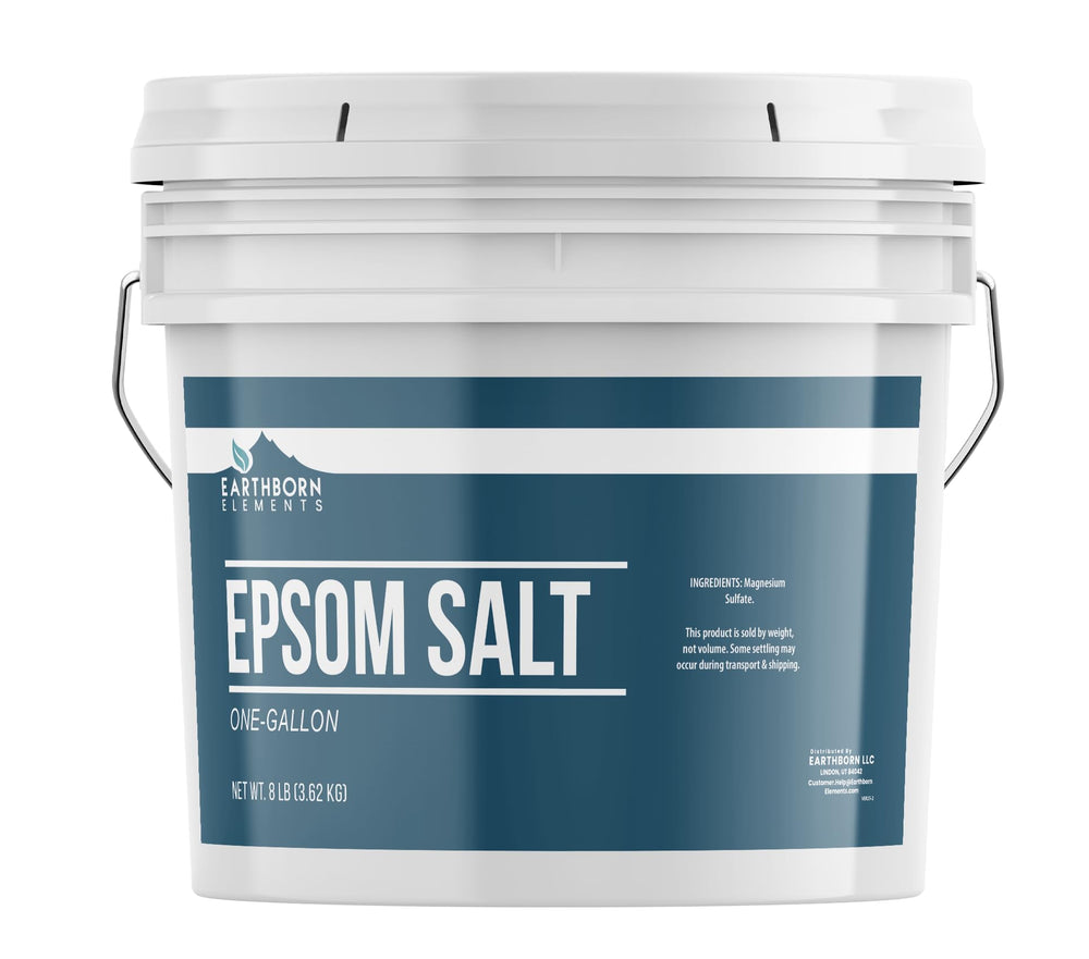 Earthborn Elements Epsom Salt, seau à fermeture hermétique, stockage pratique et sûr.