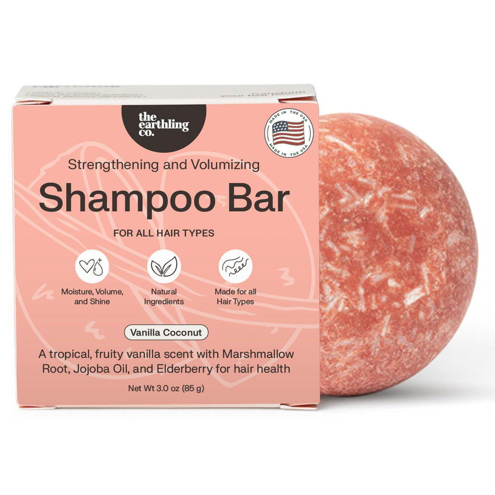 Le shampooing solide The Earthling Co – mousse luxueuse pour nettoyer sans dessécher.