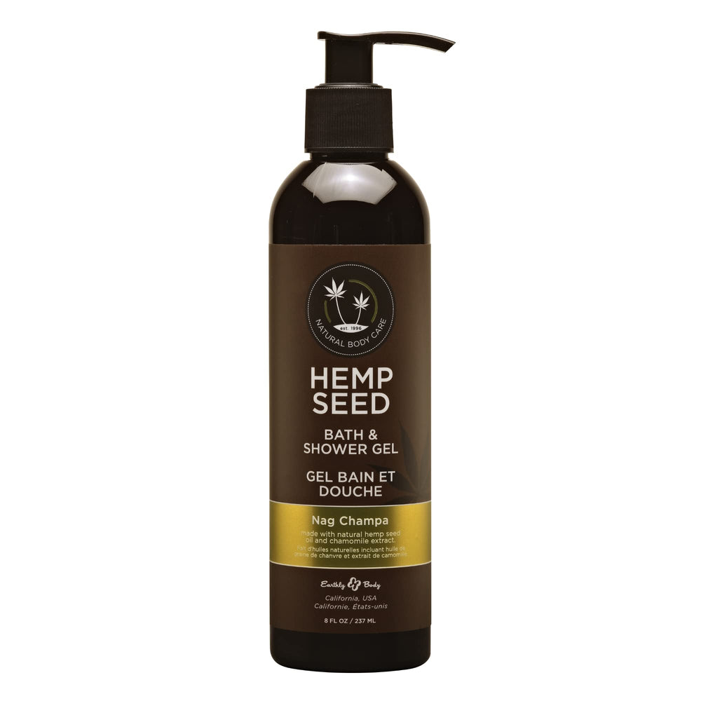 Earthly Body Gel Bain-Douche Graines de Chanvre Nag Champa – bouteille 8oz hydratation douce
