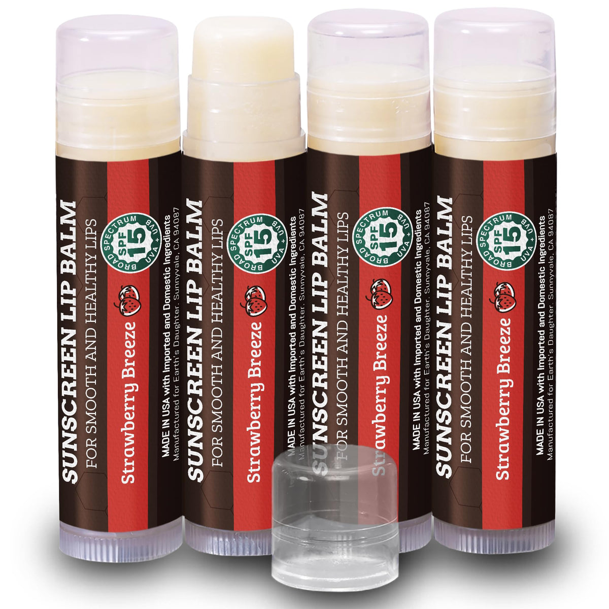Earth's Daughter Baume Lèvres SPF Fraise – emballage recyclable du pack 4