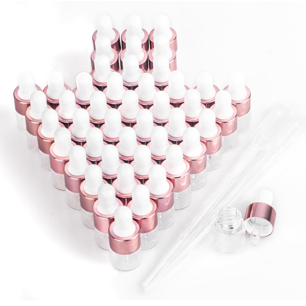 Easeen bouteille dropper 1 ml avec capuchon rose-or, idéale pour échantillons et voyages.