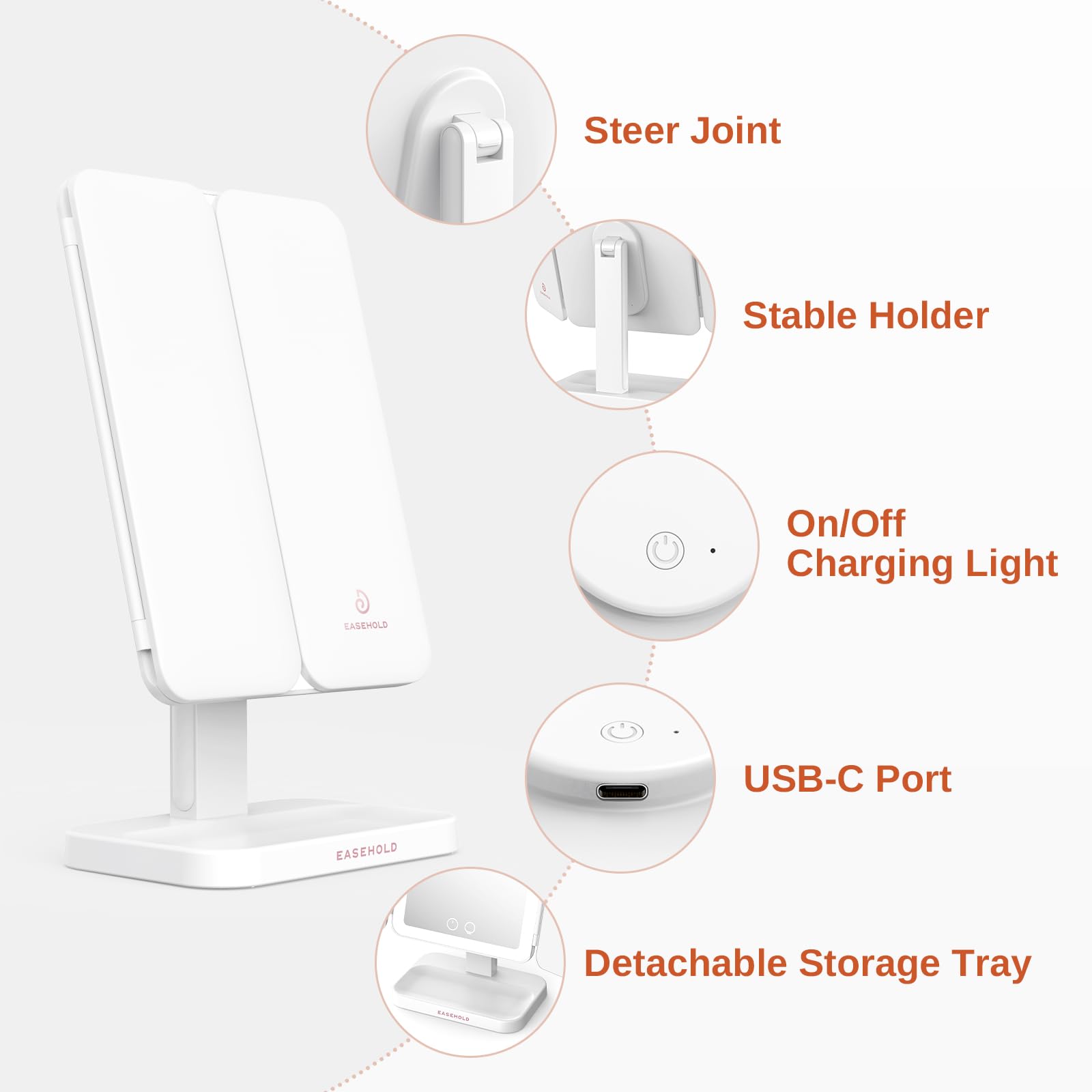 Idéal pour voyage et bureau, miroir compact et pratique.