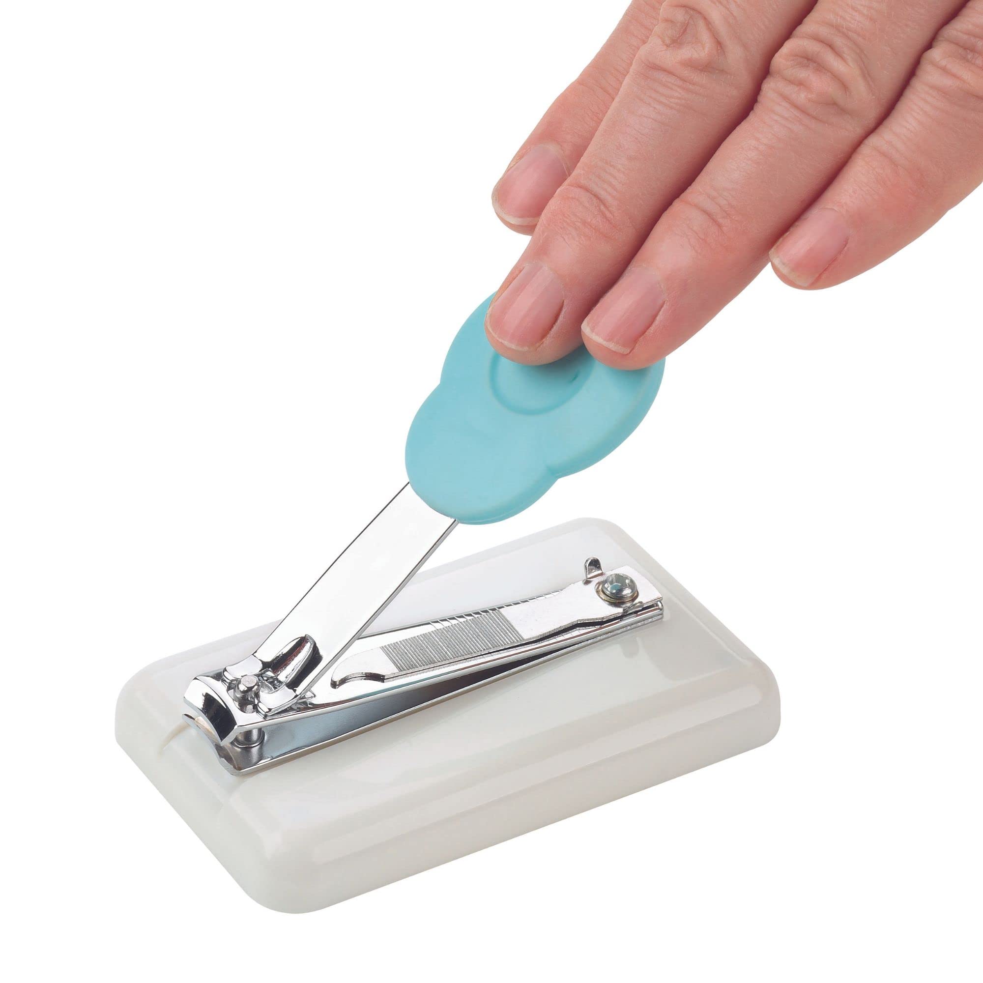 Easi-Grip Peta Table Coupe-Ongles lime intégrée pour plus de praticité.