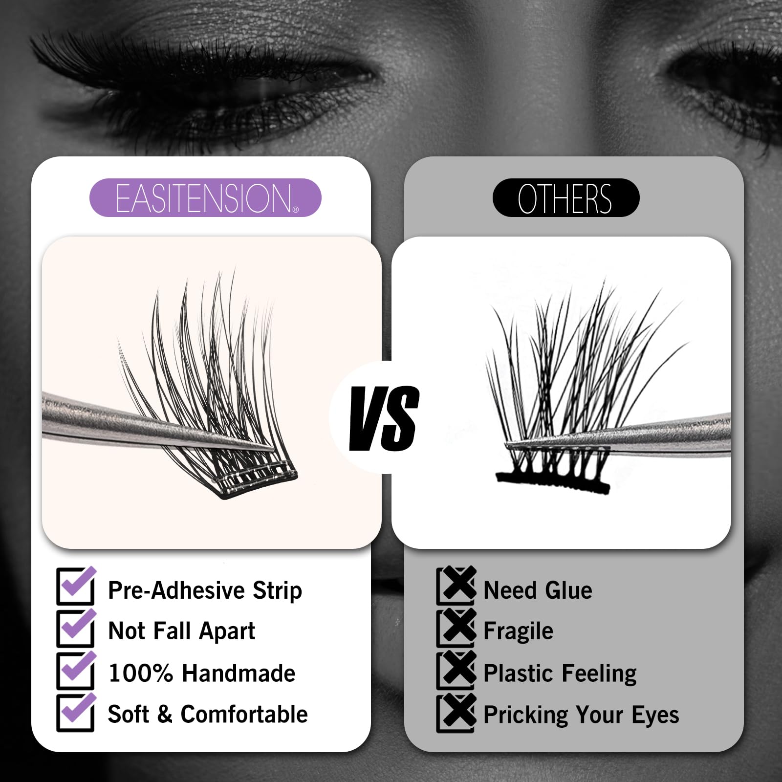 EASITENSION kit cils – application en 1 seconde pour débutants et pros.