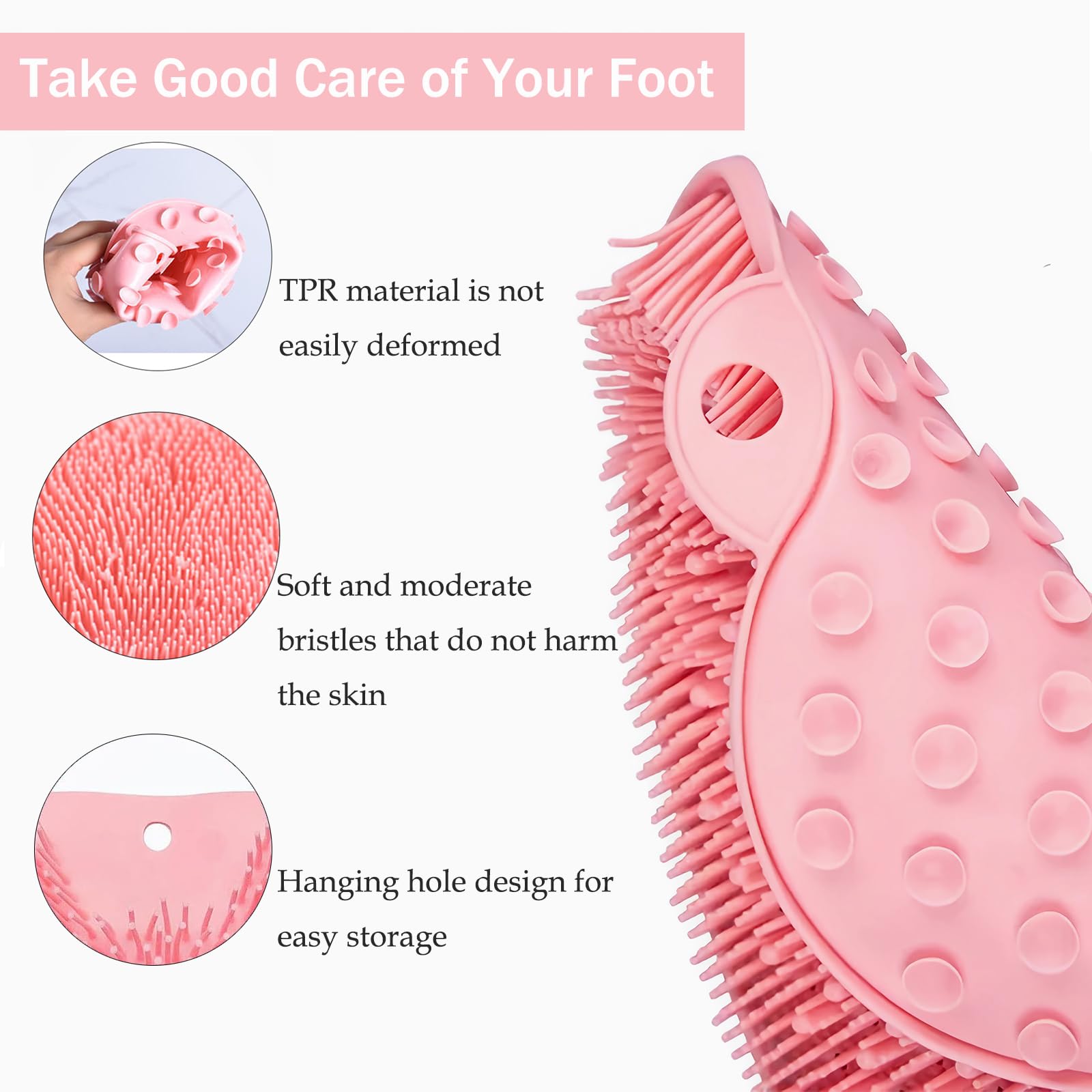 Easkite tapis gommage dos rose – permet d’atteindre les zones difficiles sans effort.