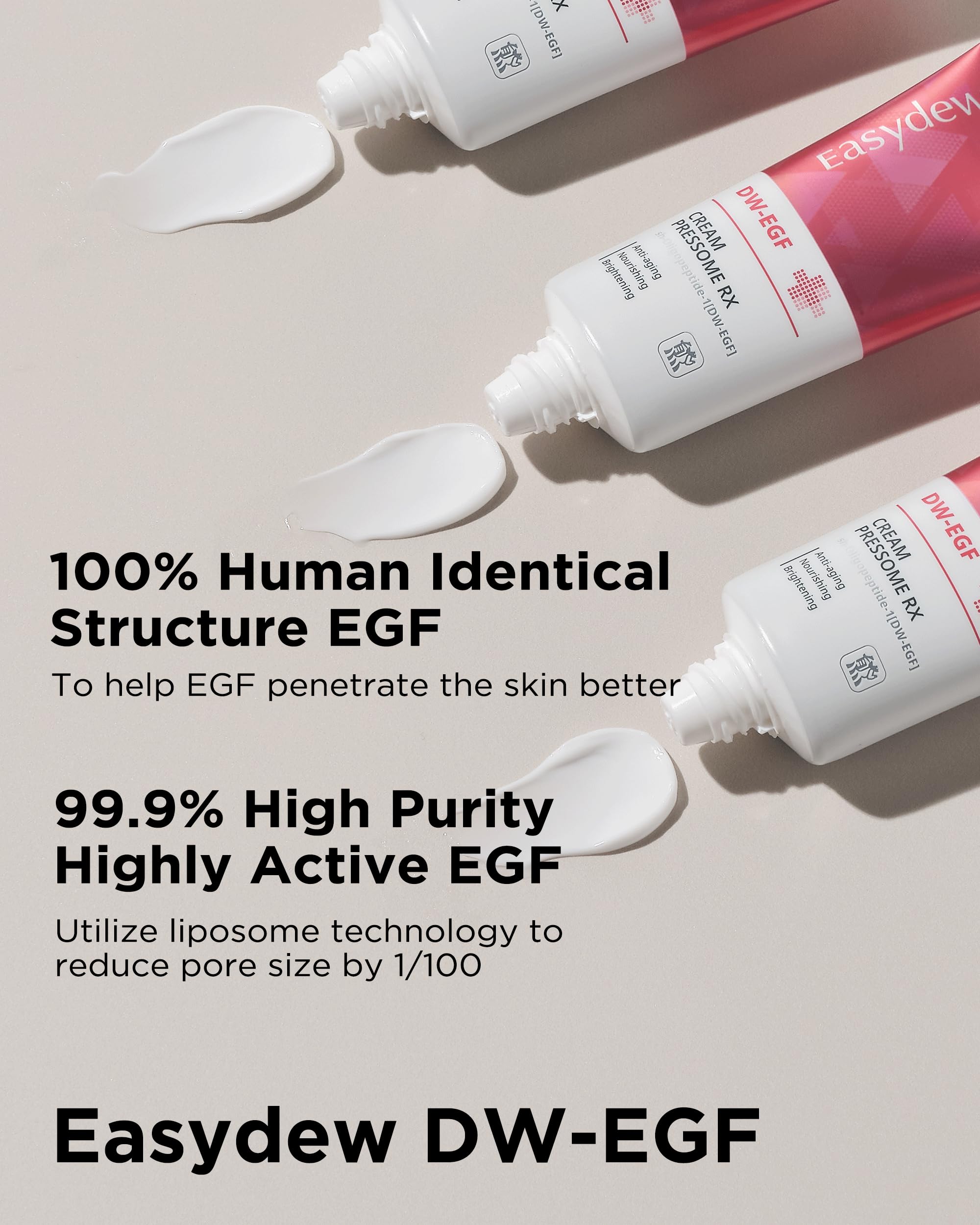 Emballage EASYDEW DW-EGF Pressome Cream, 50 ml élégant et pratique.