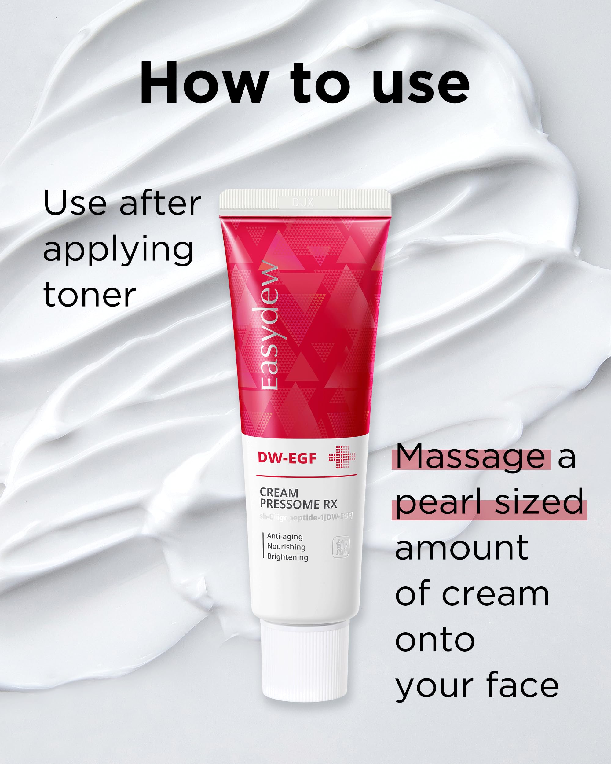 Massage doux avec EASYDEW DW-EGF Pressome, peau plus ferme après utilisation.